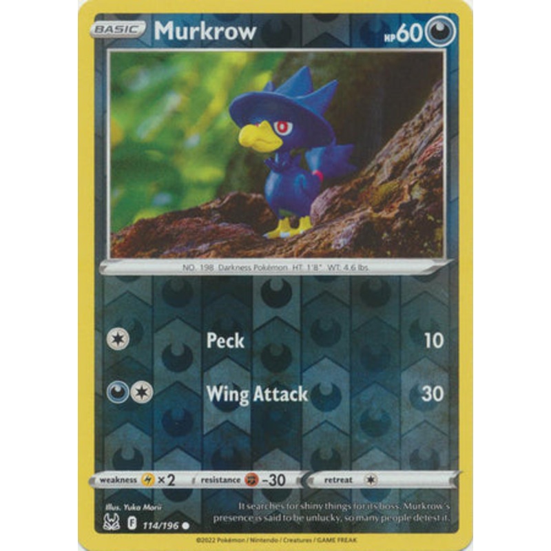 Pokemon Card Lost Origin 114/196 Murkrow Reverse Holo Common *MINT*