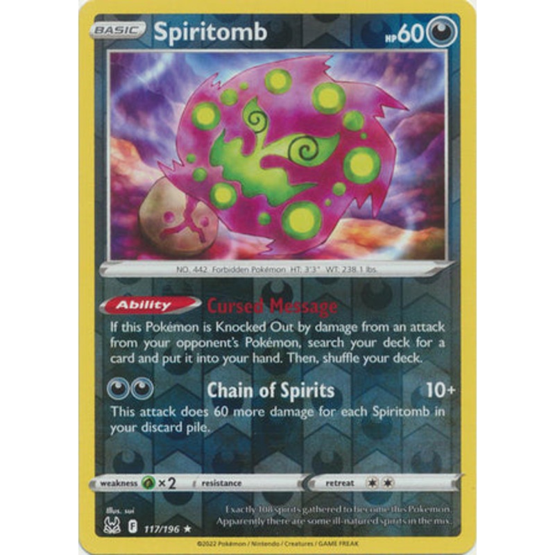 Pokemon Card Lost Origin 117/196 Spiritomb Reverse Holo Rare *MINT*