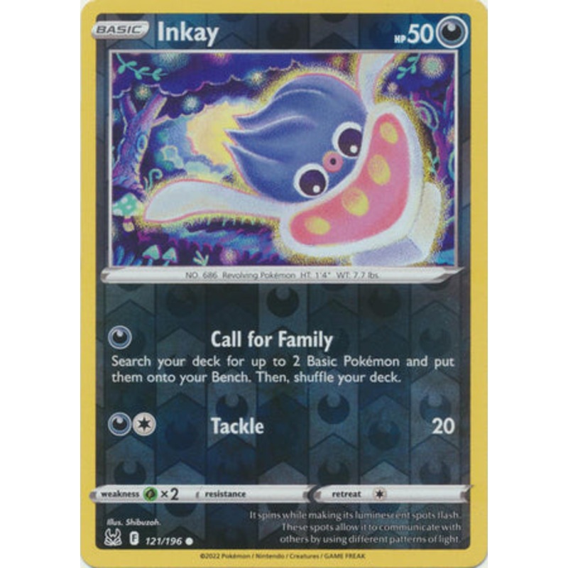 Pokemon Card Lost Origin 121/196 Inkay Reverse Holo Common *MINT*