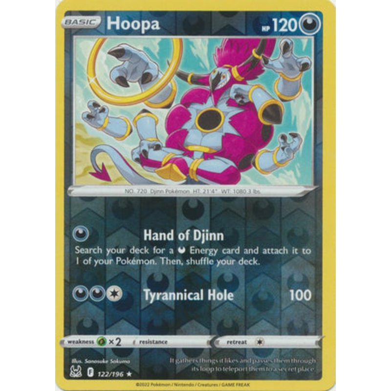 Pokemon Card Lost Origin 122/196 Hoopa Reverse Holo Rare *MINT*