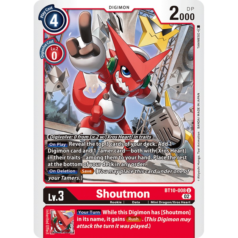 Digimon Card Xros Encounter Shoutmon BT10-008 U