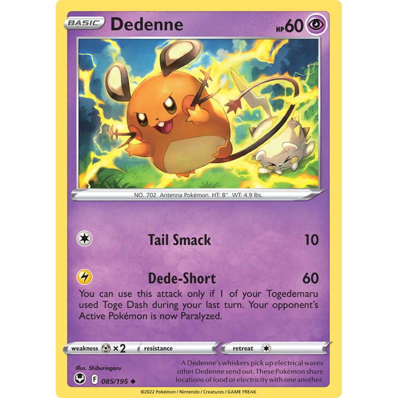 Pokemon Card Silver Tempest 085/195 85/195 Dedenne Uncommon *MINT*