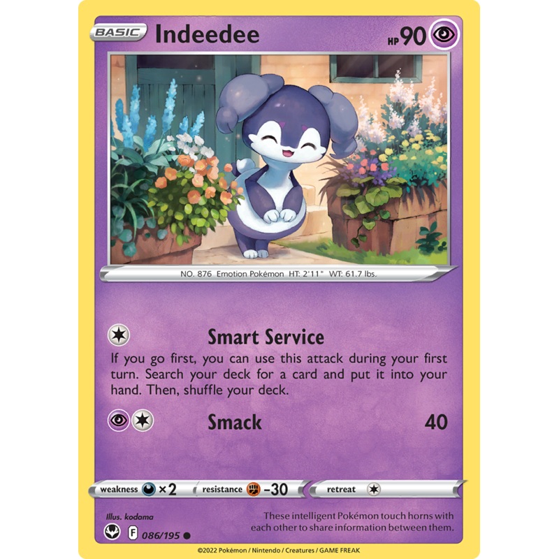 Pokemon Card Silver Tempest 086/195 86/195 Indeedee Common *MINT*