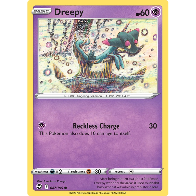 Pokemon Card Silver Tempest 087/195 87/195 Dreepy Common *MINT*