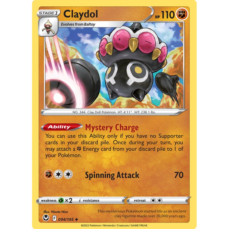 Pokemon Card Silver Tempest 094/195 94/195 Claydol Uncommon *MINT*