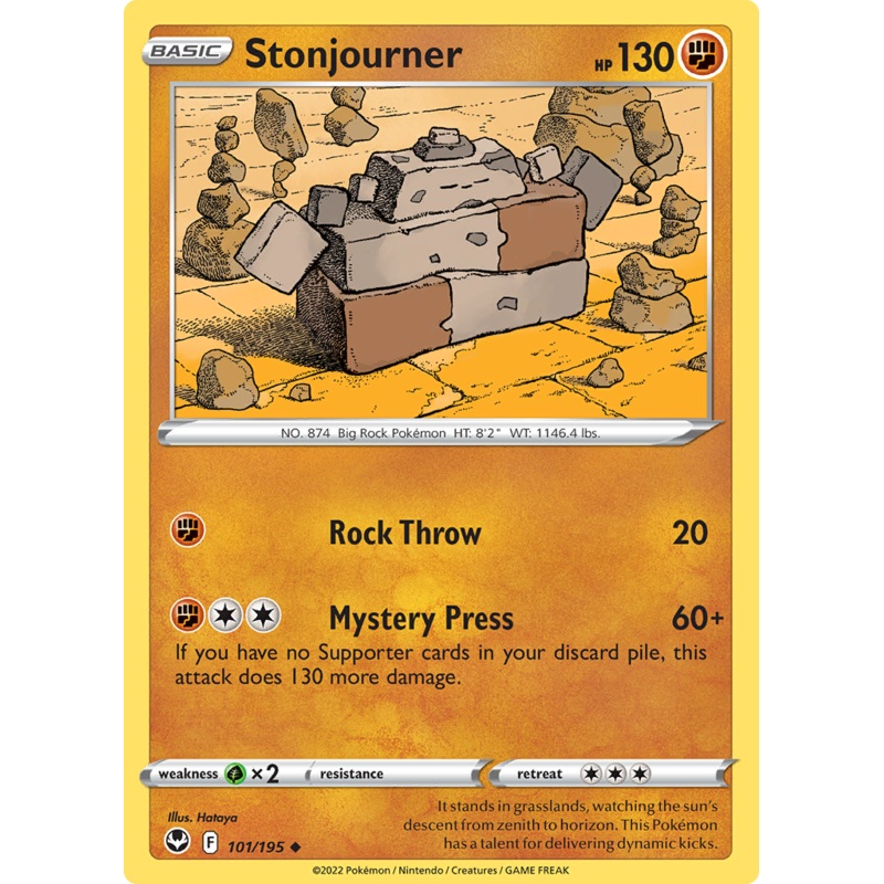 Pokemon Card Silver Tempest 101/195 Stonjourner Uncommon *MINT*