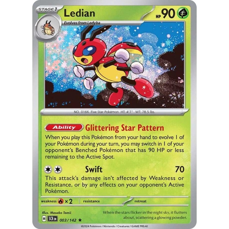 003/142 3/142 Ledian  Pokemon Card  Stellar Crown Holo Rare *MINT*