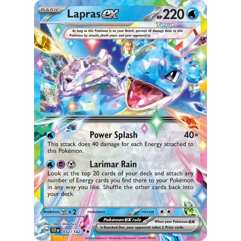 032/142 32/142 Lapras ex  Pokemon Card  Stellar Crown Double Rare *MINT*