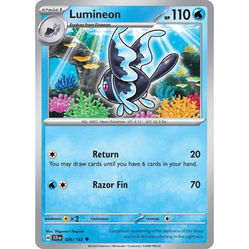 036/142 36/142 Lumineon  Pokemon Card  Stellar Crown Uncommon *MINT*