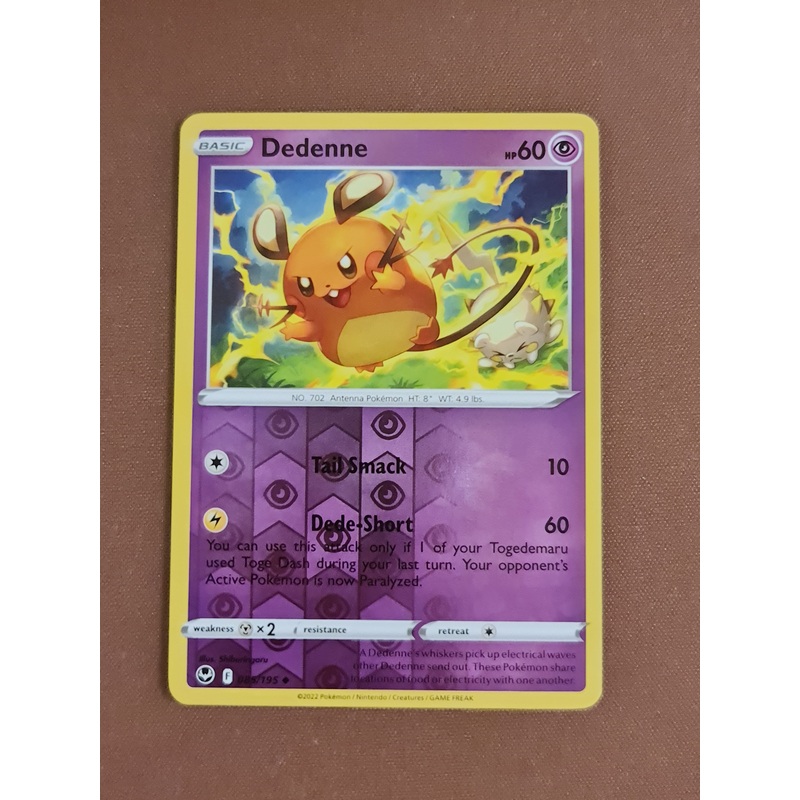 Pokemon Card Silver Tempest 085/195 85/195 Dedenne Reverse Holo Uncommon *MINT*