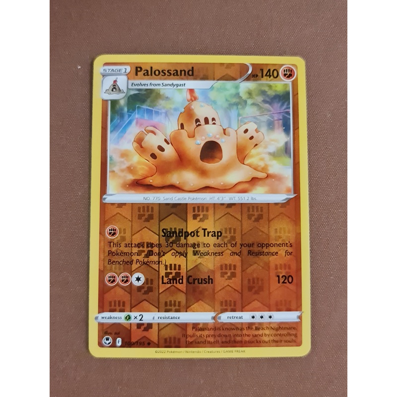 Pokemon Card Silver Tempest 100/195 Palossand Reverse Holo Uncommon *MINT*