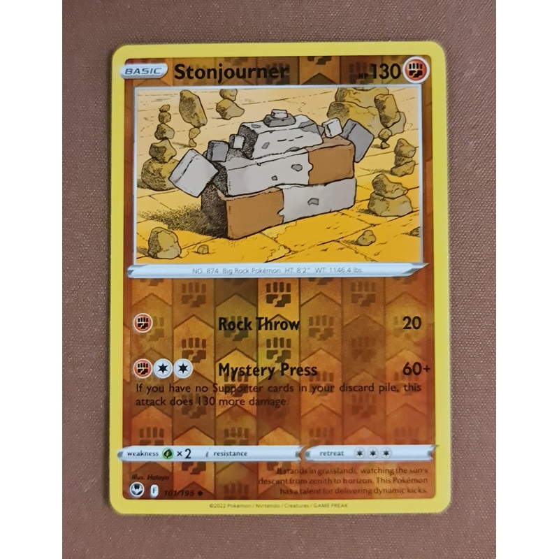 Pokemon Card Silver Tempest 101/195 Stonjourner Reverse Holo Uncommon *MINT*