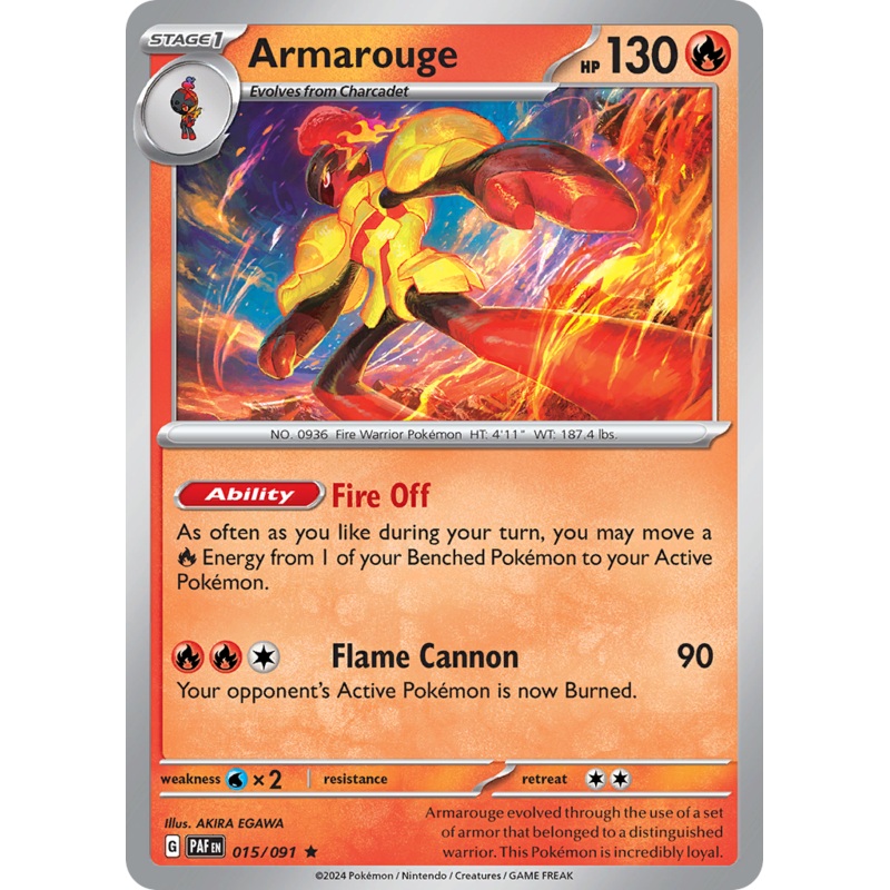015/091 15/91 Armarouge  Pokemon Card  Paldean Fates Holo Rare *MINT*