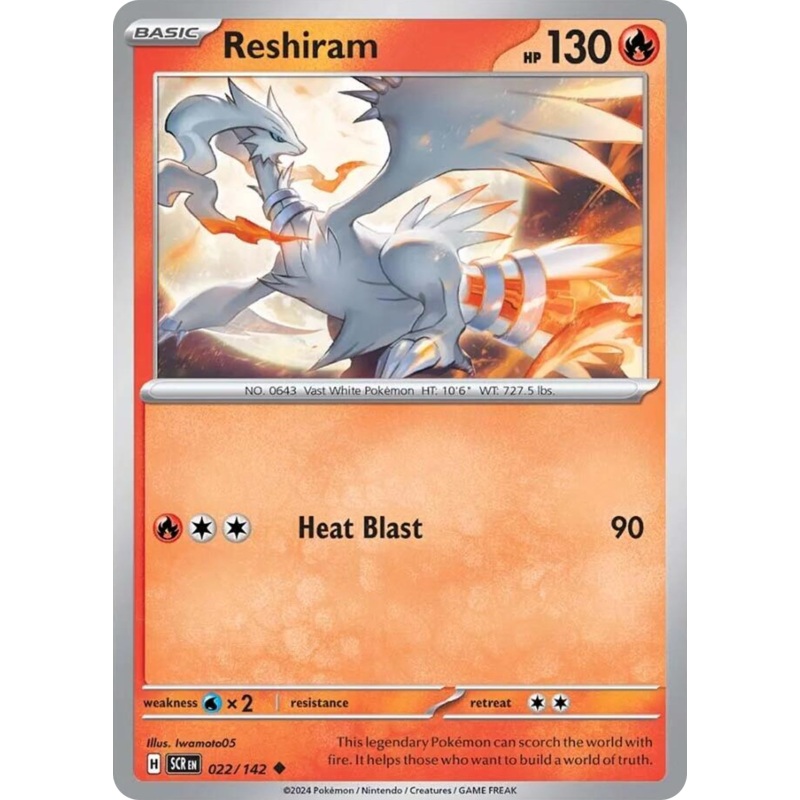 022/142 22/142 Reshiram  Pokemon Card  Stellar Crown Uncommon *MINT*