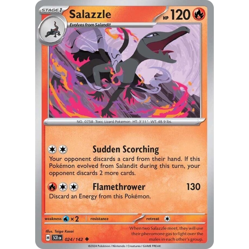 024/142 24/142 Salazzle  Pokemon Card  Stellar Crown Uncommon *MINT*
