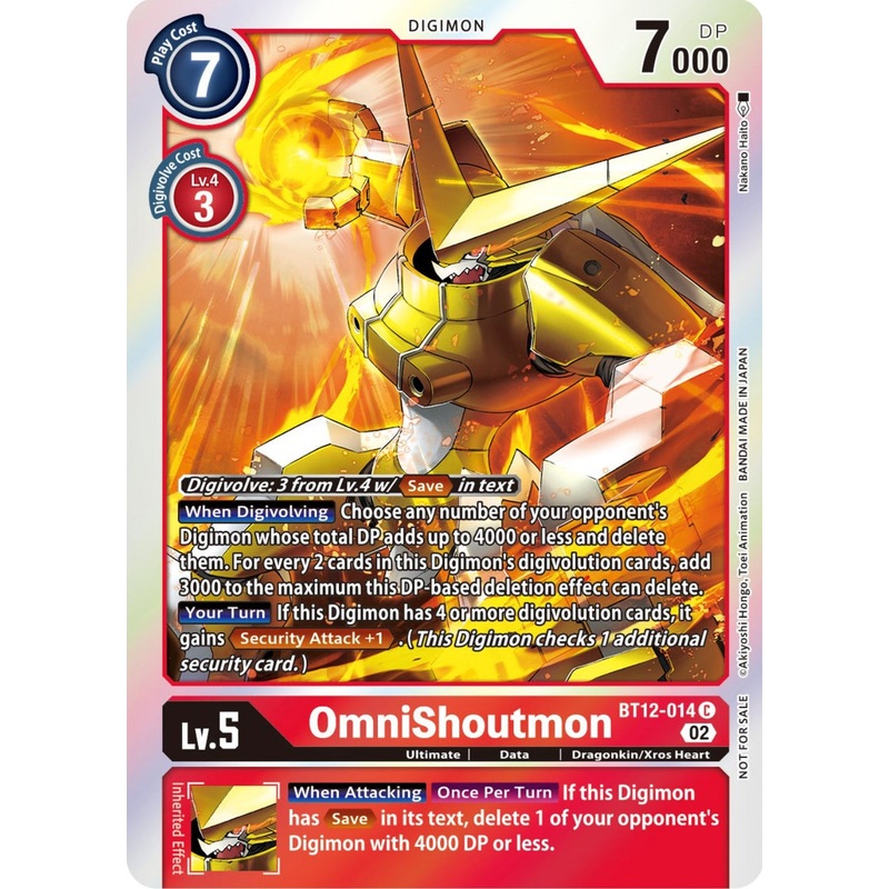 Digimon Card Across Time OmniShoutmon *FOIL* BT12-014 U [Box Topper]