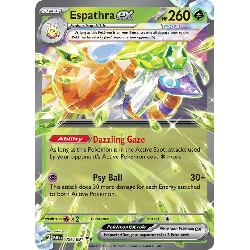 006/091 6/91 Espathra ex  Pokemon Card  Paldean Fates Double Rare *MINT*
