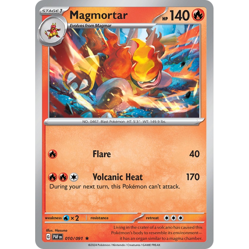 010/091 10/91 Magmortar  Pokemon Card  Paldean Fates Holo Rare *MINT*