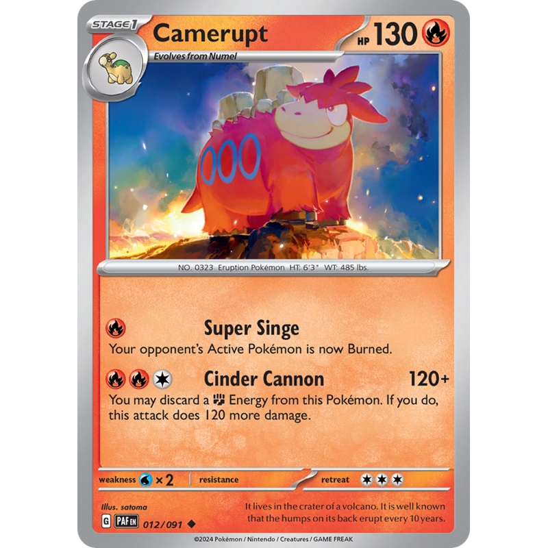 012/091 12/91 Camerupt  Pokemon Card  Paldean Fates Uncommon *MINT*