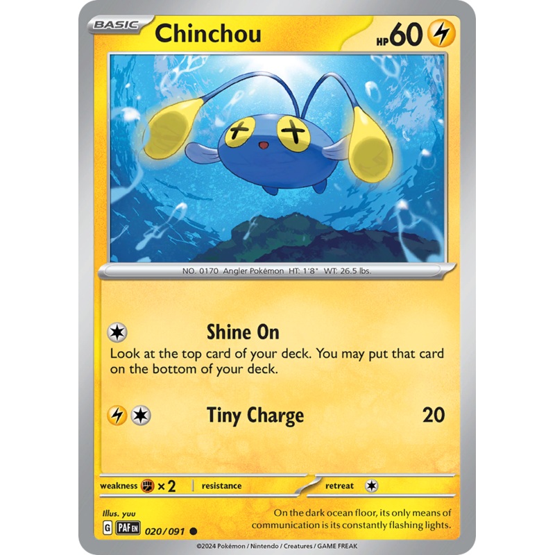 020/091 20/91 Chinchou  Pokemon Card  Paldean Fates Common *MINT*