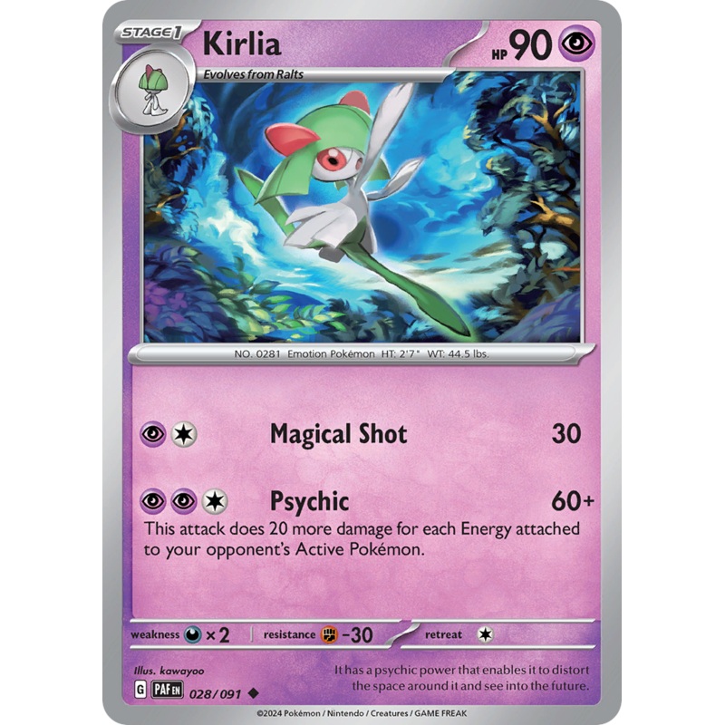 028/091 28/91 Kirlia  Pokemon Card  Paldean Fates Uncommon *MINT*