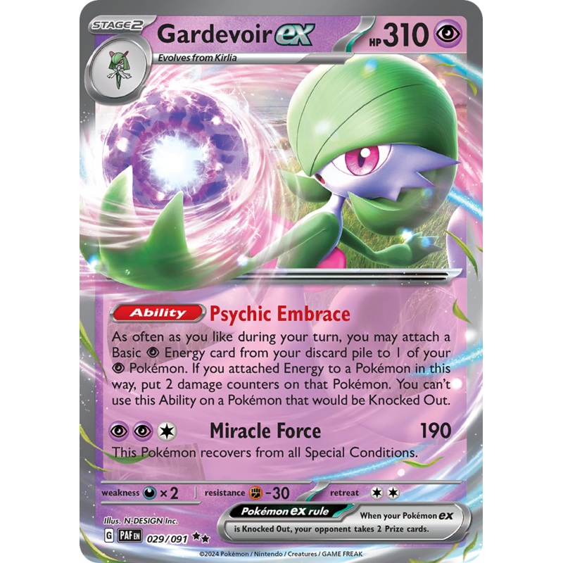 029/091 29/91 Gardevoir ex  Pokemon Card  Paldean Fates Double Rare *MINT*