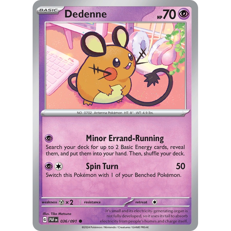 036/091 36/91 Dedenne  Pokemon Card  Paldean Fates Common *MINT*