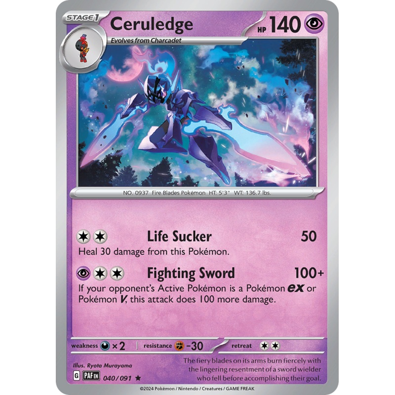 040/091 40/91 Ceruledge  Pokemon Card  Paldean Fates Holo Rare *MINT*
