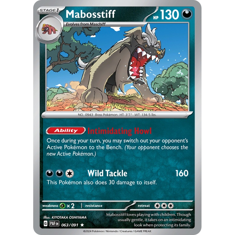 063/091 63/91 Mabosstiff  Pokemon Card  Paldean Fates Holo Rare *MINT*