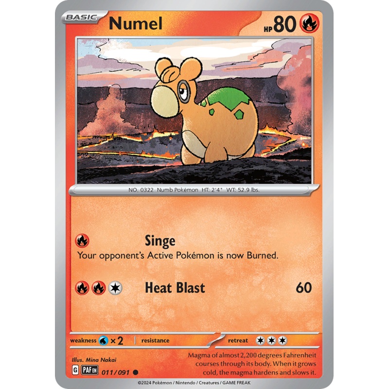 011/091 11/91 Numel  Pokemon Card  Paldean Fates Common *MINT*