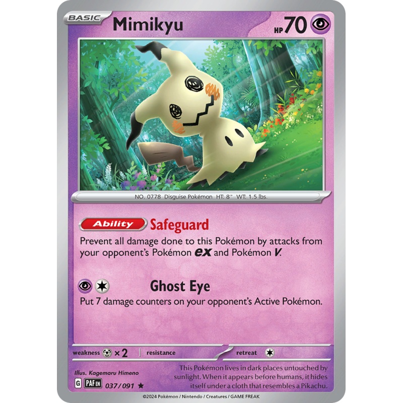 037/091 37/91 Mimikyu  Pokemon Card  Paldean Fates Holo Rare *MINT*