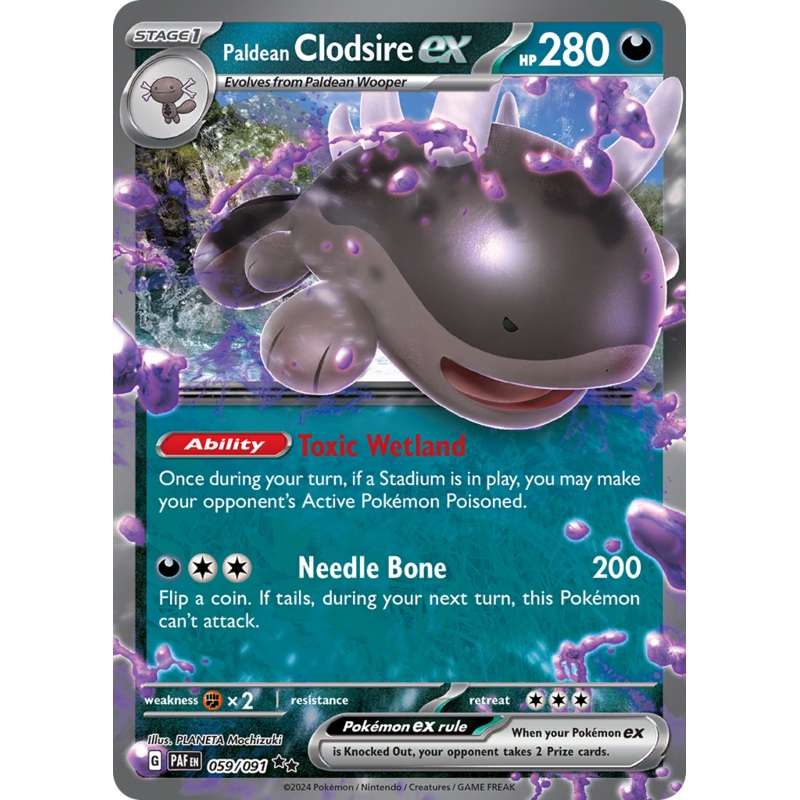 059/091 59/91 Paldean Clodsire ex  Pokemon Card  Paldean Fates Double Rare *MINT*