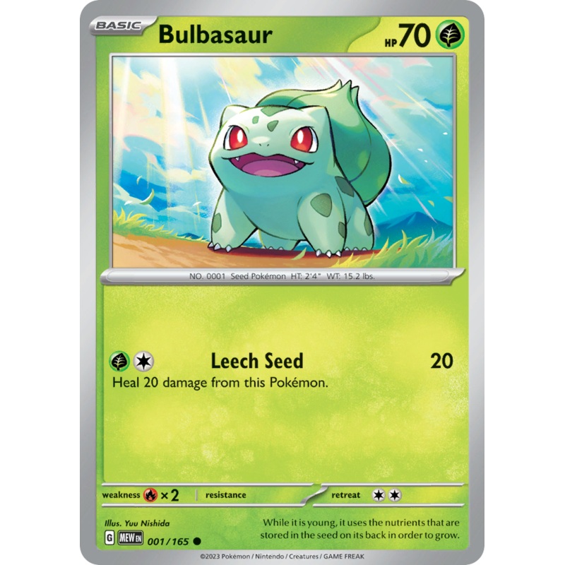 001/165 1/165 Bulbasaur  Pokemon Card  151 Common *MINT*