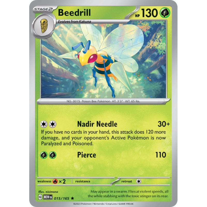 015/165 15/165 Beedrill  Pokemon Card  151 Holo Rare *MINT*