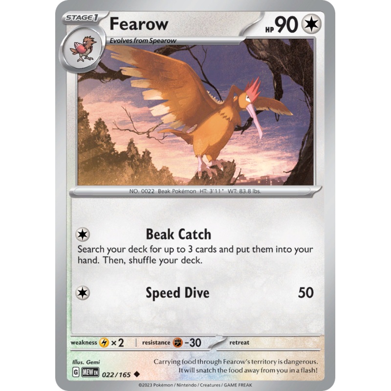 022/165 22/165 Fearow  Pokemon Card  151 Uncommon *MINT*