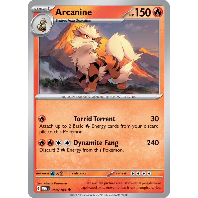 059/165 59/165 Arcanine  Pokemon Card  151 Uncommon *MINT*