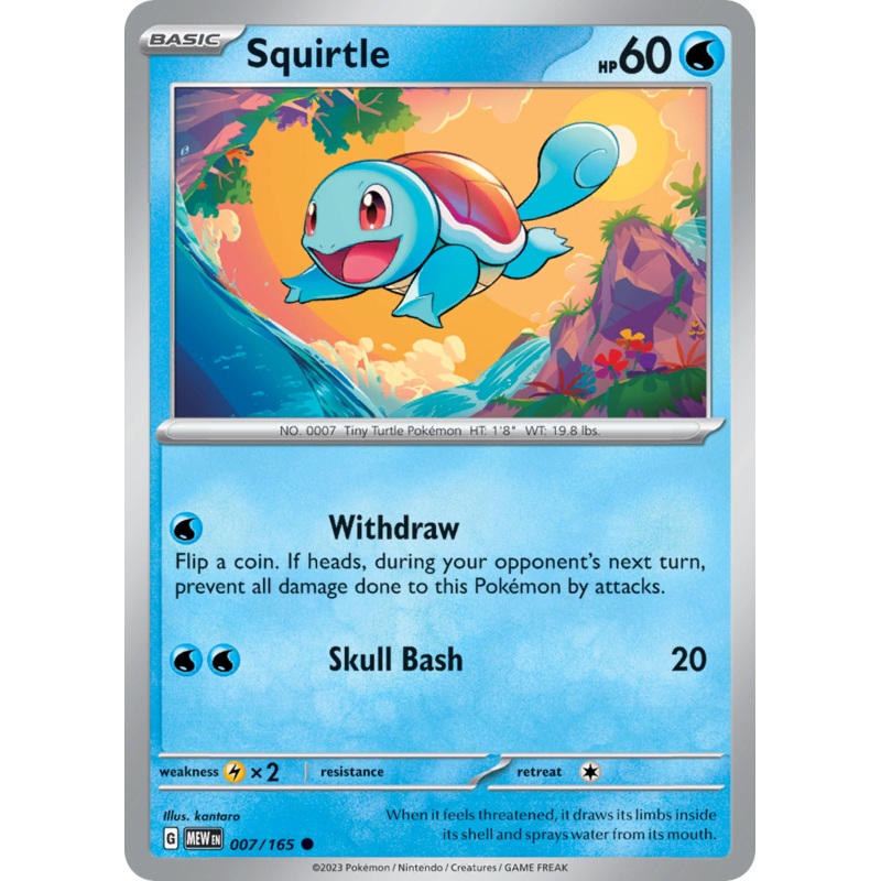 007/165 7/165 Squirtle  Pokemon Card  151 Common *MINT*