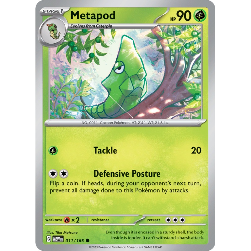 011/165 11/165 Metapod  Pokemon Card  151 Common *MINT*