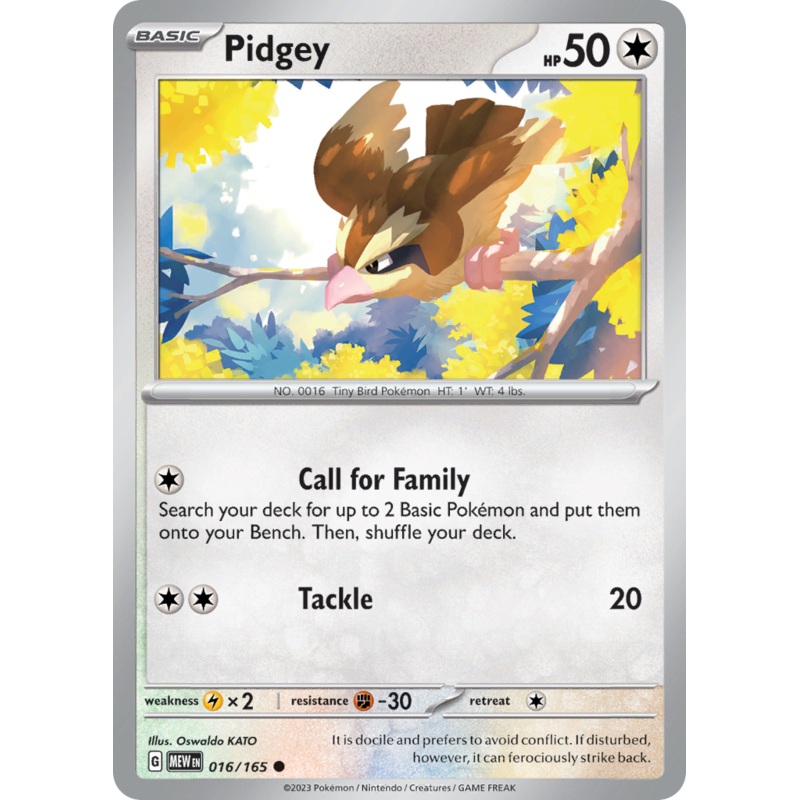 016/165 16/165 Pidgey  Pokemon Card  151 Common *MINT*
