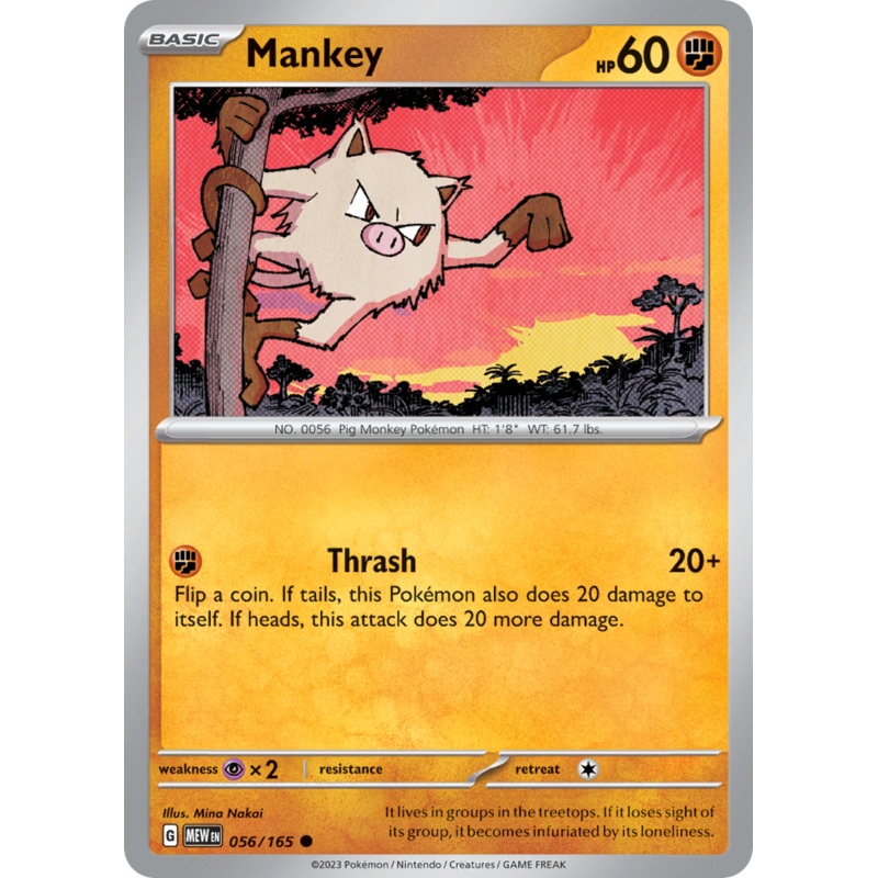 056/165 56/165 Mankey  Pokemon Card  151 Common *MINT*