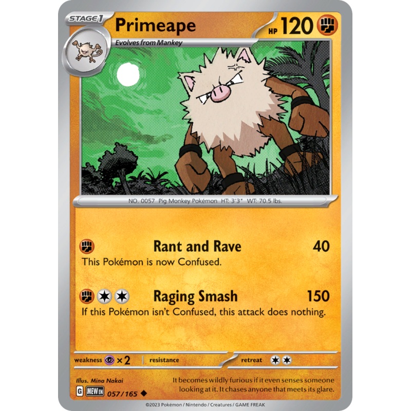 057/165 57/165 Primeape  Pokemon Card  151 Uncommon *MINT*