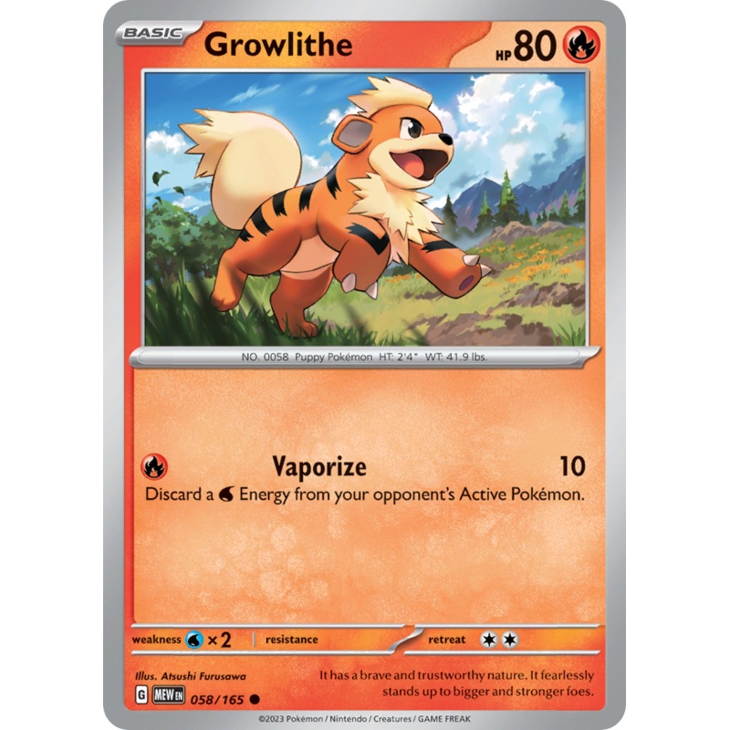 058/165 58/165 Growlithe  Pokemon Card  151 Common *MINT*