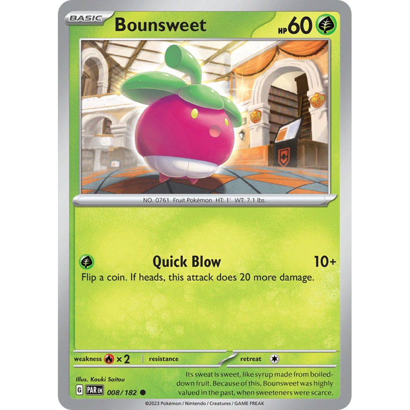 008/182 8/182 Bounsweet  Pokemon Card  Paradox Rift Common *MINT*