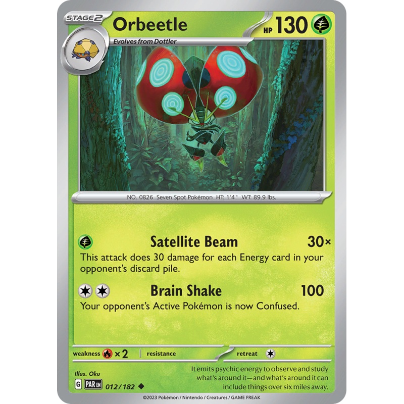 012/182 12/182 Orbeetle  Pokemon Card  Paradox Rift Uncommon *MINT*