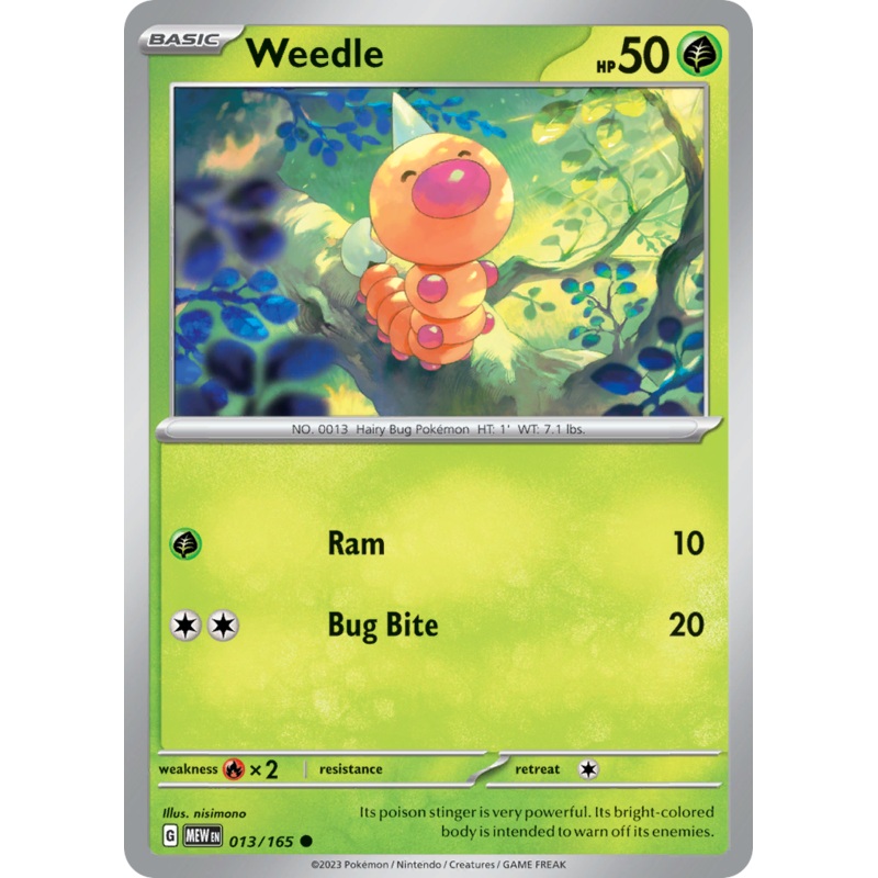 013/165 13/165 Weedle  Pokemon Card  151 Common *MINT*
