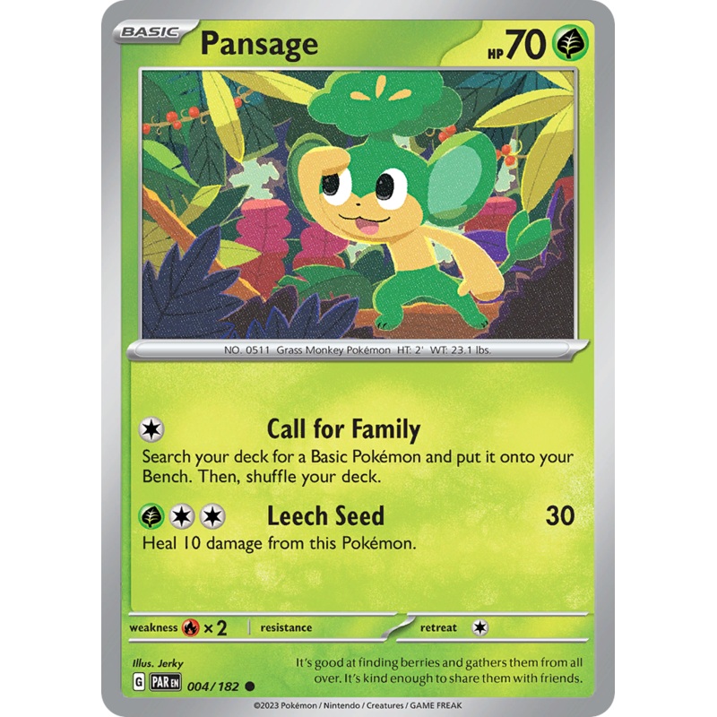004/182 4/182 Pansage  Pokemon Card  Paradox Rift Common *MINT*