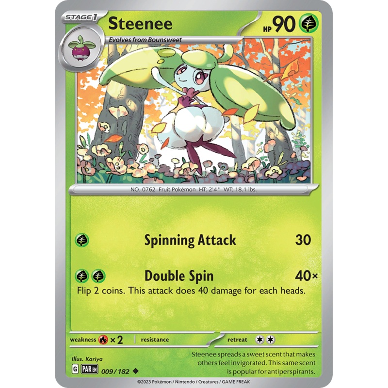 009/182 9/182 Steenee  Pokemon Card  Paradox Rift Uncommon *MINT*