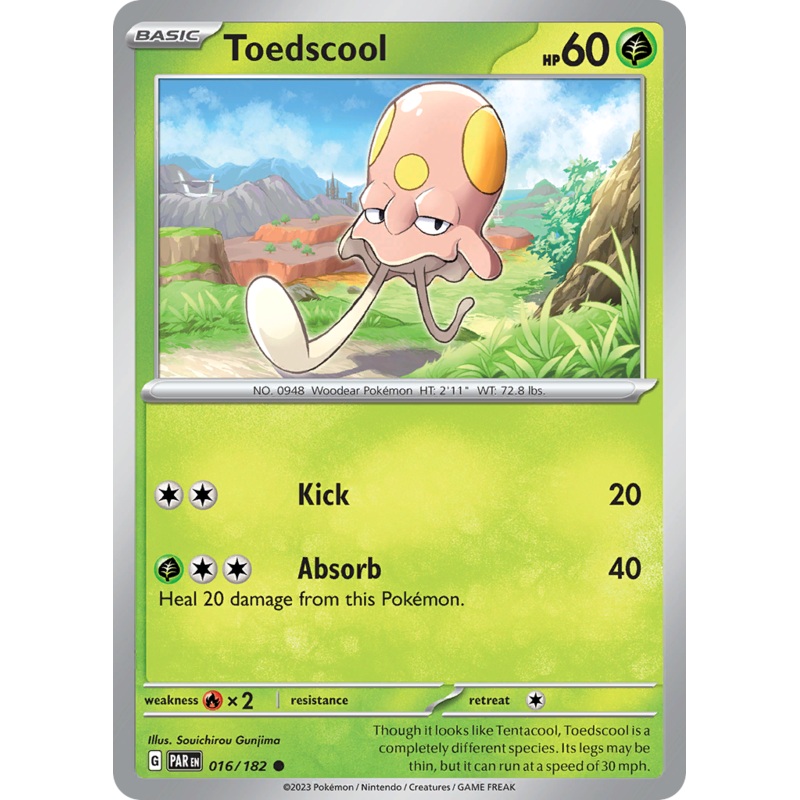 016/182 16/182 Toedscool  Pokemon Card  Paradox Rift Common *MINT*
