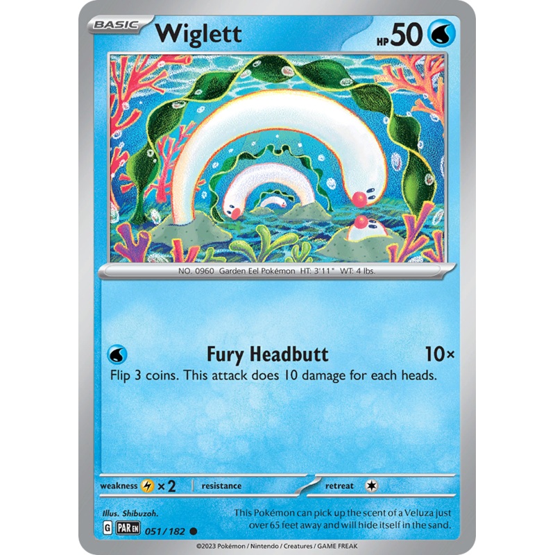 051/182 51/182 Wiglett  Pokemon Card  Paradox Rift Common *MINT*