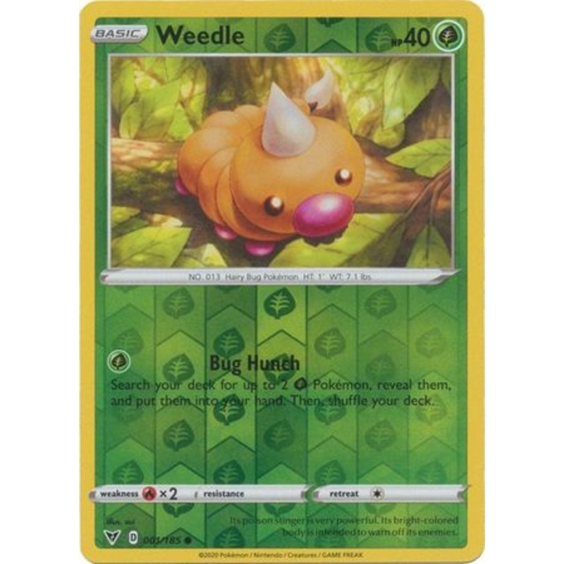 Pokemon Card Vivid Voltage 001/185 1/185 Weedle Reverse Holo Common